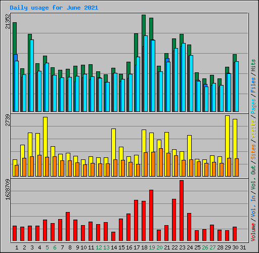 Daily usage for June 2021